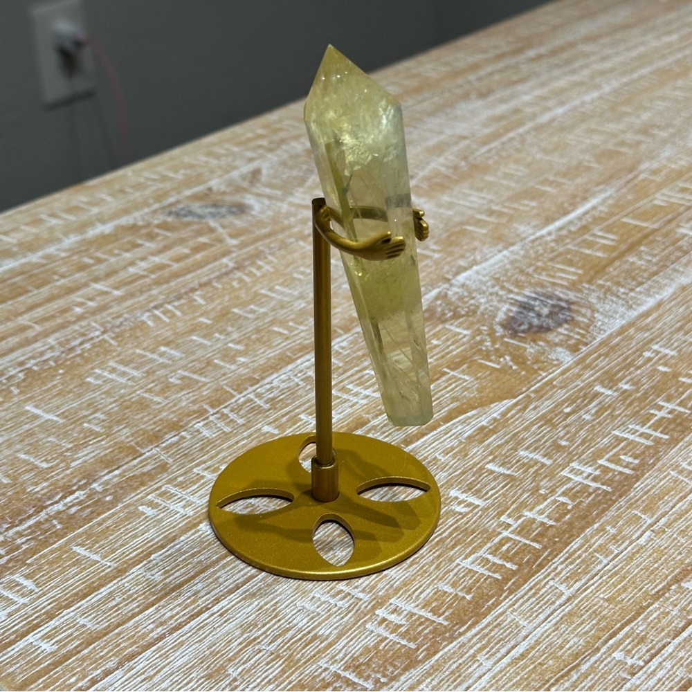 Citrine Crystal wand scepter with gold Display Stand